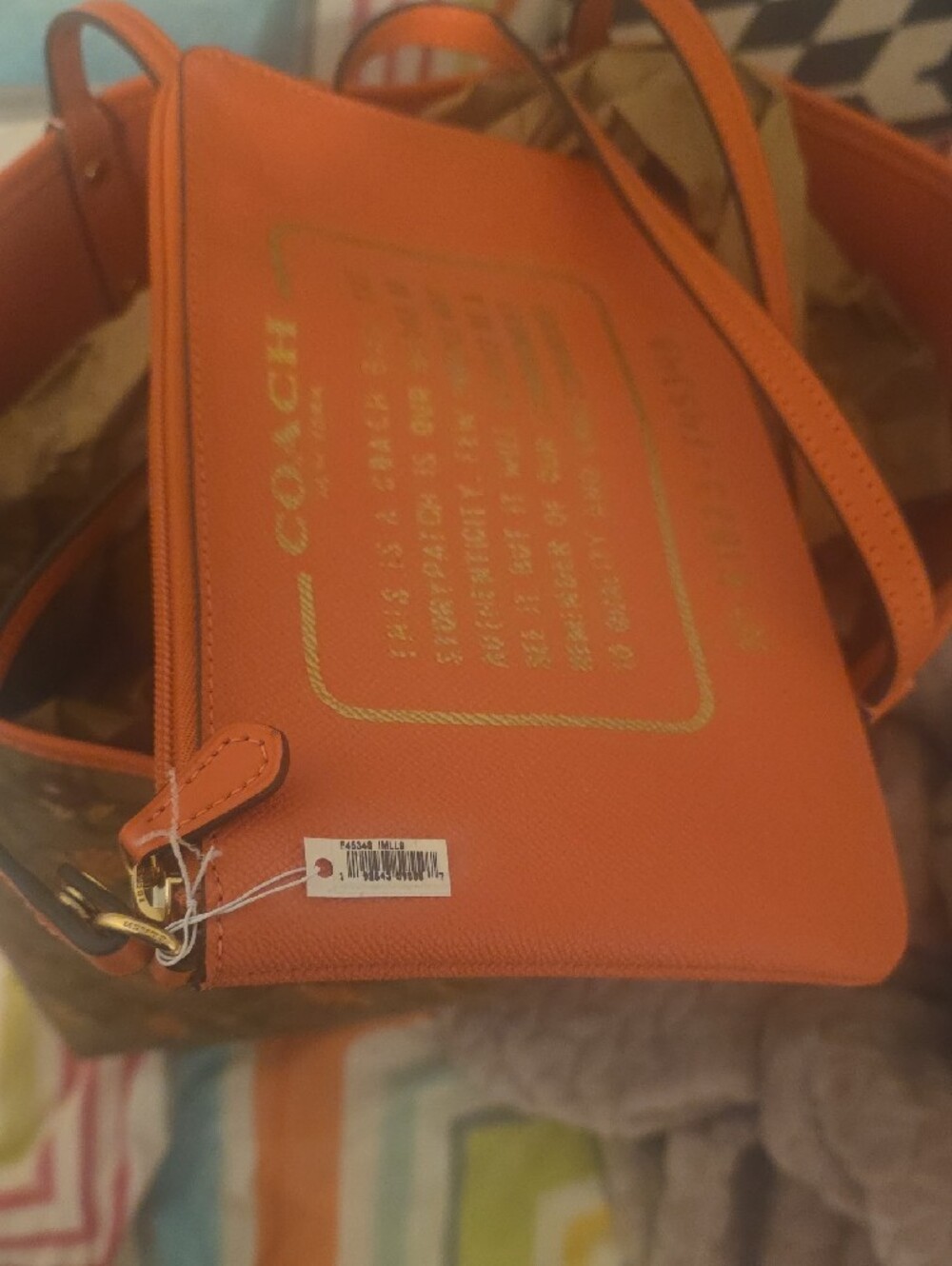 Coach Brown Signature Floral Tote with Pink Trim - Picture 15 of 15